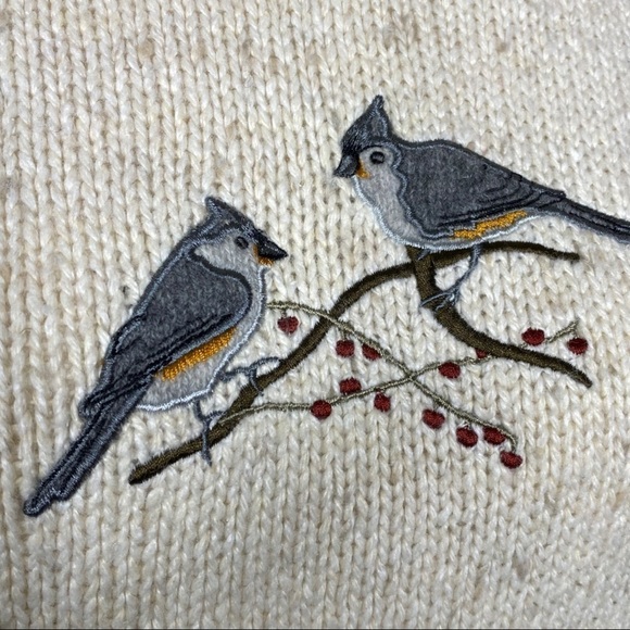 Woolrich Sweater Bird Motif Deep Ecru Heather Size XSP - Picture 2 of 10